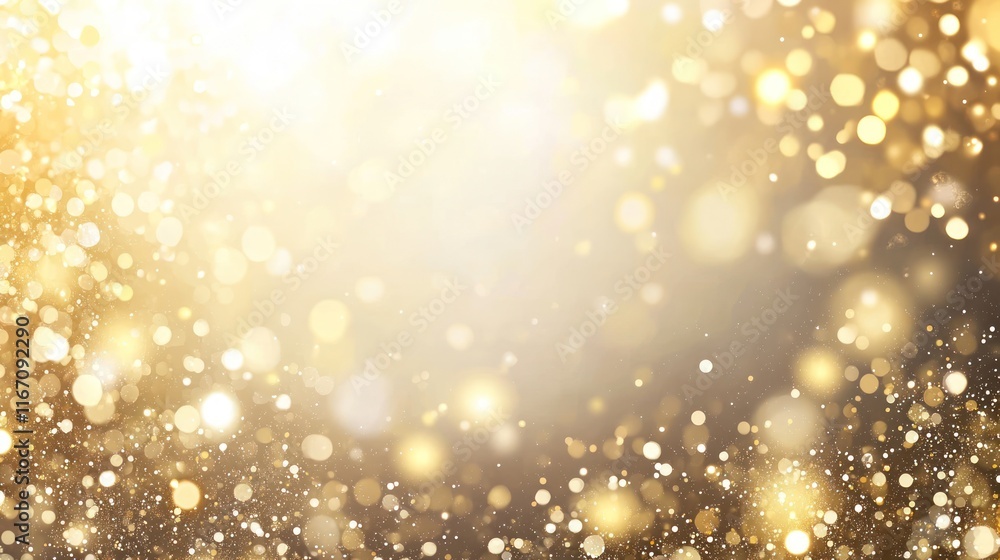 Abstract gold bokeh background with glowing particles and light flares. Abstract gold bokeh background with glowing particles and light flares.