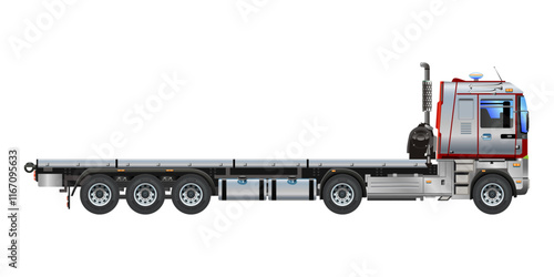 Truck trailer heavy cargo without container box 3D vector illustration