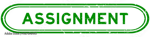 Grunge green assignment word rubber seal stamp on white background