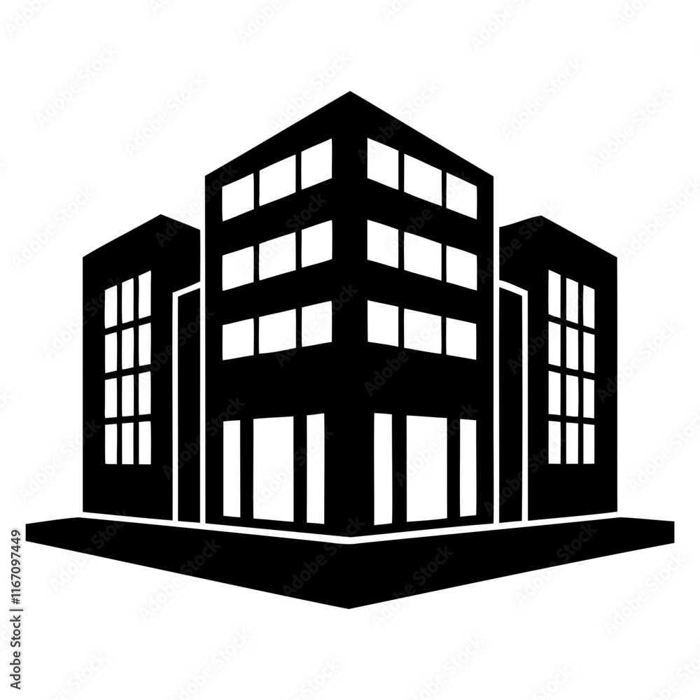 Corporate Office Black Silhouette Clean vector illustration isolated on a transparent background Corporate Office Black Silhouette Clean vector illustration isolated on a transparent background