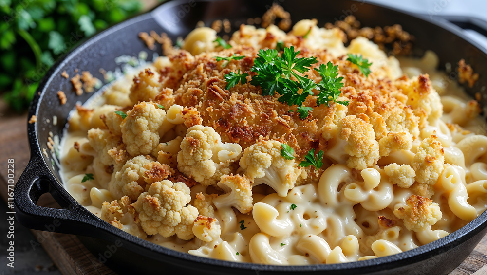 Cauliflower mac and cheese with breadcrumb topping Cauliflower mac and cheese with breadcrumb topping