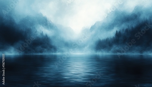 Serene Abstract Landscape Soft Blue Lighting Textural Background for Portraits and Products photo