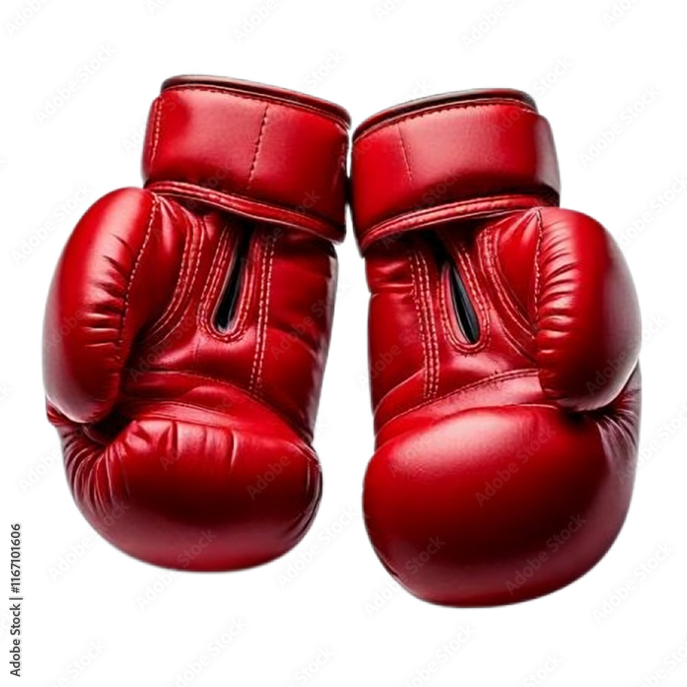 Original leather made red boxing gloves isolated on white png transparent background. Original leather made red boxing gloves isolated on white png transparent background.