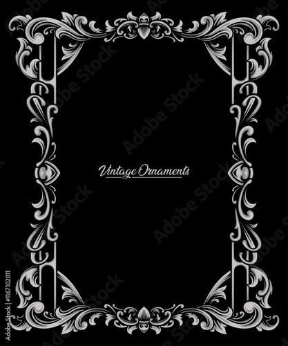 Silver colour engraved victorian ornament