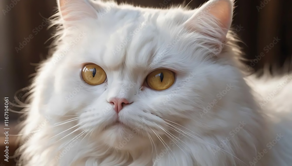 Obraz premium a white persian cat, The adorable white Persian cat is in the living room at home. Pet Animal Concept.