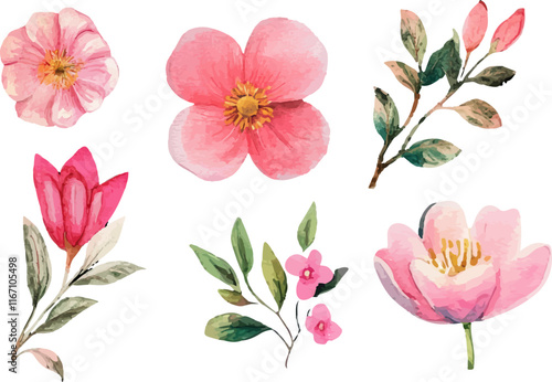 Wallpaper Mural set of pink and white flowers Torontodigital.ca