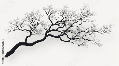 Wallpaper Mural Silhouette of a bare, gnarled tree branch isolated on white. Torontodigital.ca