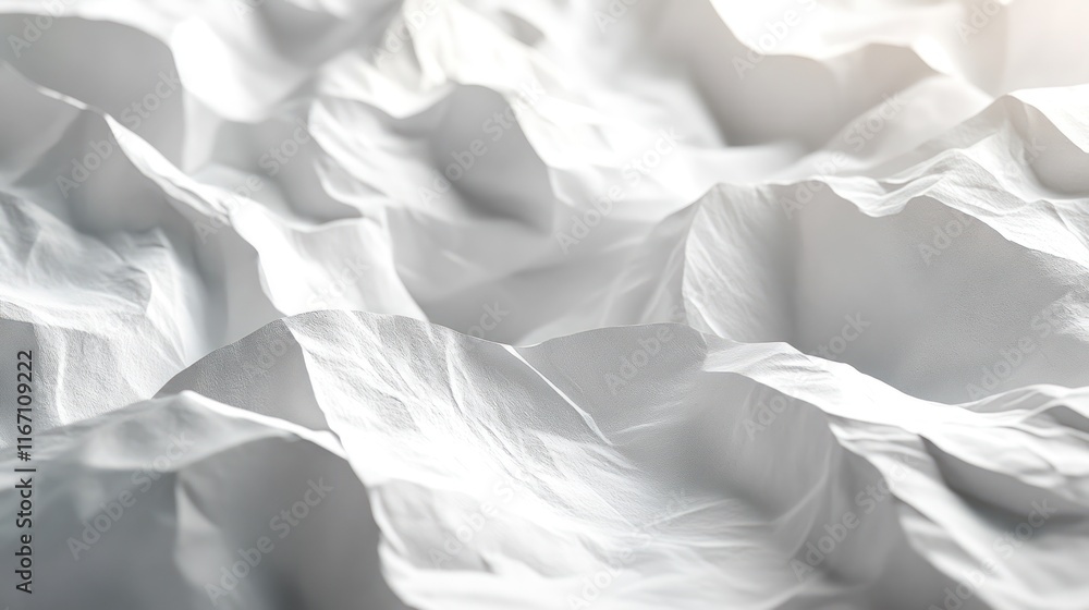 Fototapeta premium Abstract white fabric texture with folds and creases.