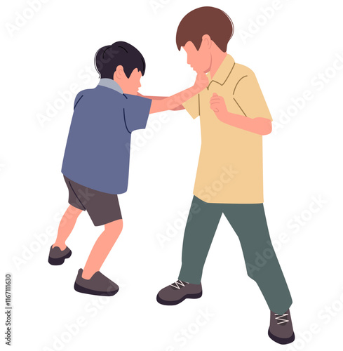 Two little boys fighting