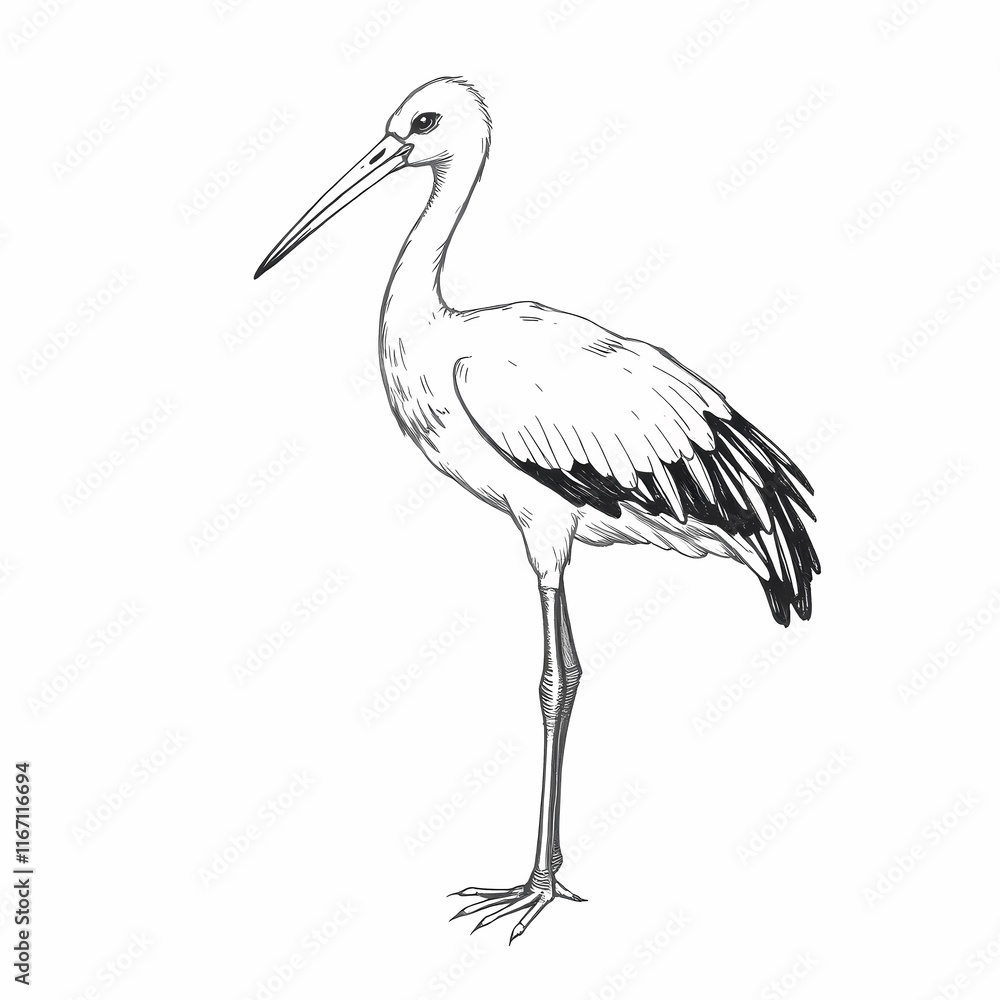 Obraz premium Hand Drawn Stork Illustration 