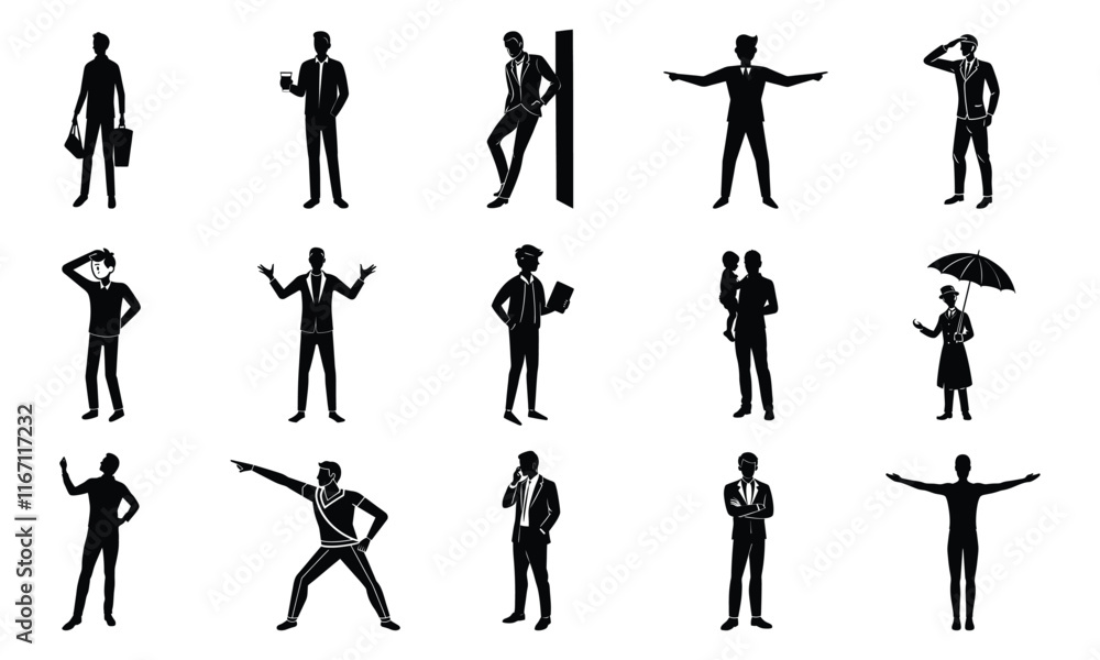 Professional Businessman in Silhouette Pose for Corporate Themes, Presentations and Marketing Materials Professional Businessman in Silhouette Pose for Corporate Themes, Presentations and Marketing Materials