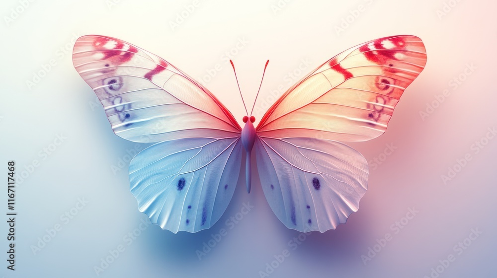 Pastel butterfly with translucent wings. Pastel butterfly with translucent wings.