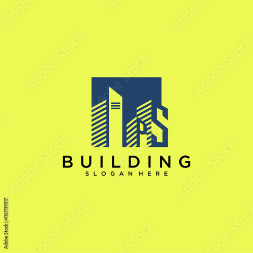 PS initial letter building logo for real estate with square design