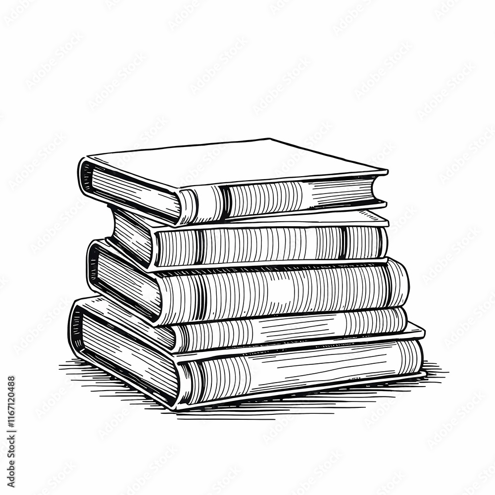 Fototapeta premium Stack of Books: Vintage Style Illustration 