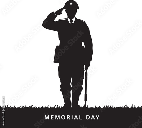 Memorial Day icon silhouette vector with white background