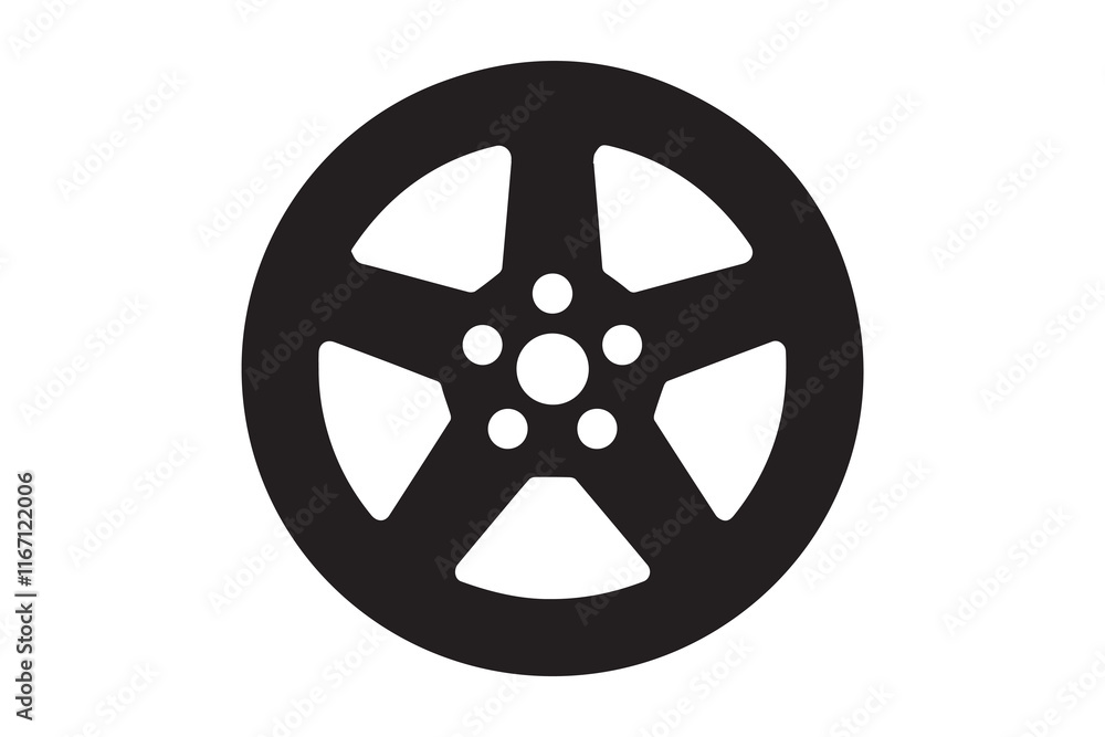 Wheel icon vector and silhouette Wheel icon vector and silhouette