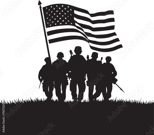 Memorial Day icon silhouette vector with white background