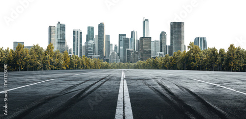 Fototapeta Naklejka Na Ścianę i Meble -  PNG Modern cityscape architecture skyscrapers buildings.