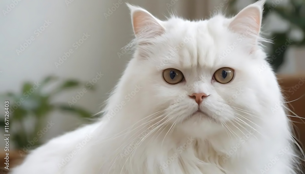 a white persian cat, The adorable white Persian cat is in the living room at home. Pet Animal Concept. a white persian cat, The adorable white Persian cat is in the living room at home. Pet Animal Concept.