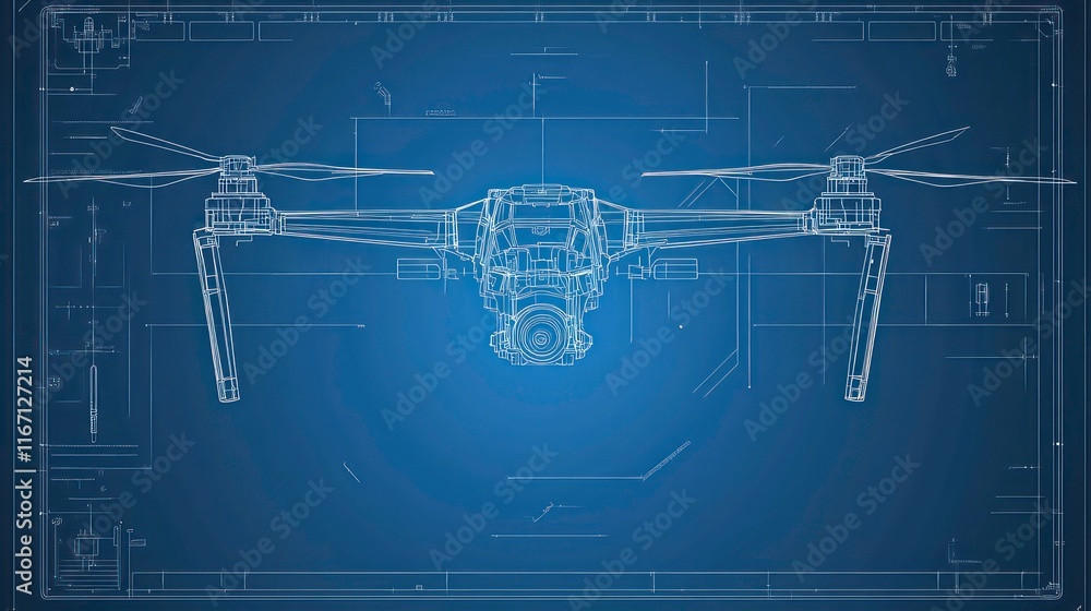 Vector Quadcopter or drone line blueprint wireframe Vector Quadcopter or drone line blueprint wireframe