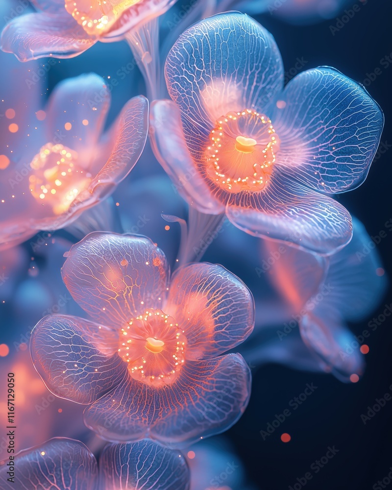 Dreamlike Transparent Flowers with Bioluminescent Glow
Dreamlike Transparent Flowers with Bioluminescent Glow