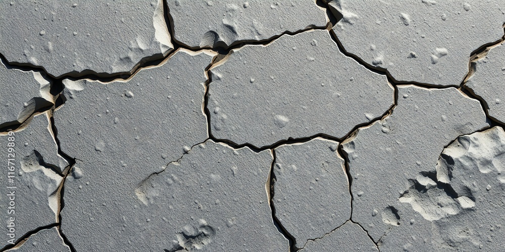 Obraz premium Top view of dried ground covered with cracks . Natural dry soil texture, brown drought theme in rural arid area. Background for design. Concept image of global warming. Black and white.