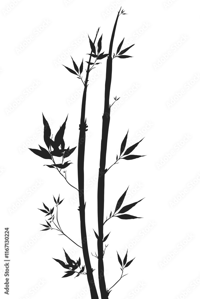 Obraz premium bamboo silhouette isolated on white