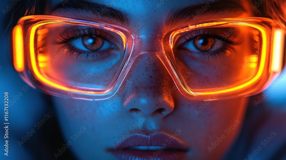 Futuristic Woman Portrait with Technology Concepts and AI Innovation Futuristic Woman Portrait with Technology Concepts and AI Innovation