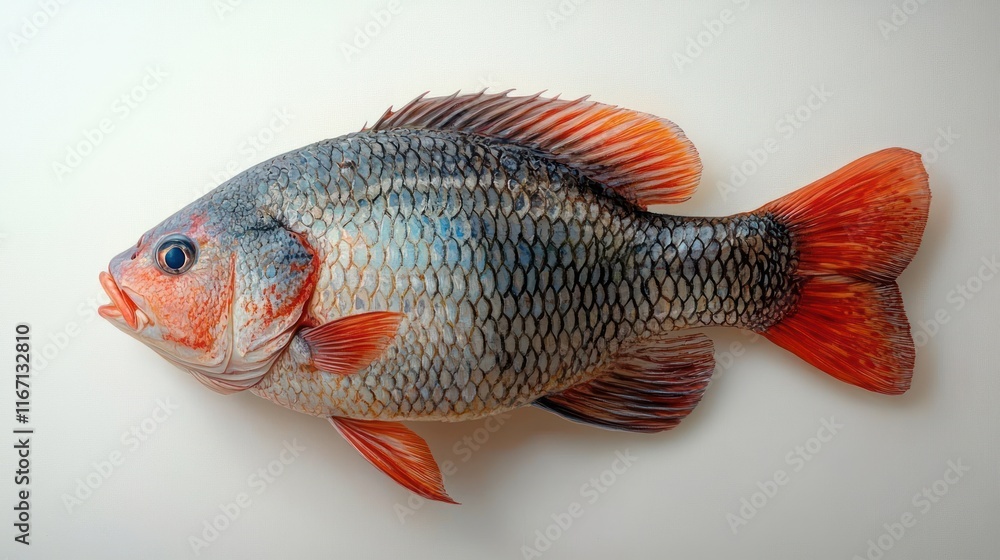 Tilapia Fish Fresh Raw Seafood Hyper-Realism Still Life Painting Tilapia Fish Fresh Raw Seafood Hyper-Realism Still Life Painting
