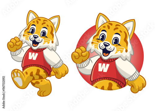 Happy Wildcat College Mascot Design
