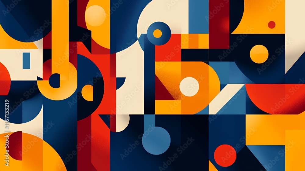 Abstract Geometric Composition In Vibrant Colors Abstract Geometric Composition In Vibrant Colors
