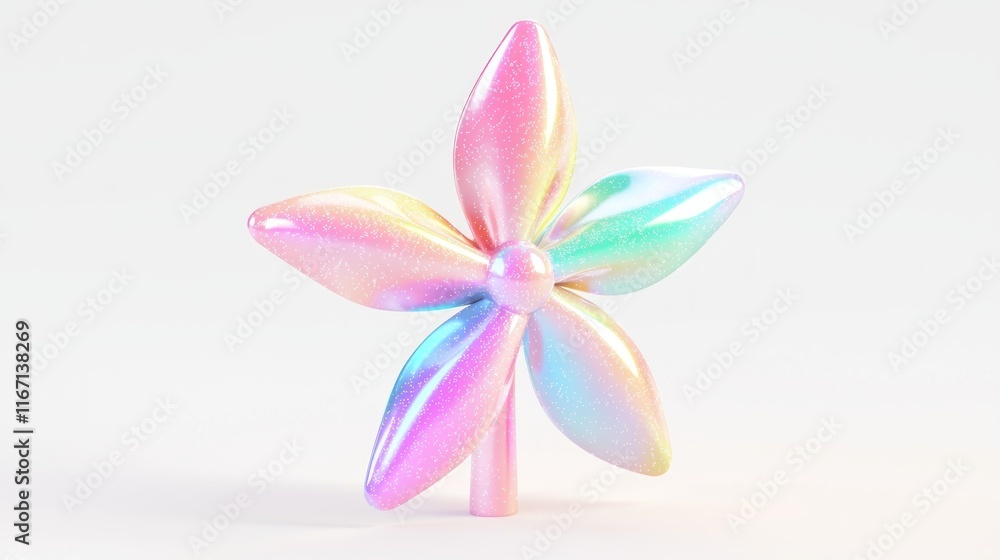 Fototapeta premium Vibrant 3D Pinwheel Icon with Y2K Playful Essence and Sparkly Effects
