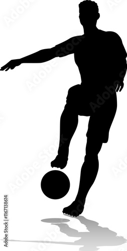 A soccer or football player male silhouette man