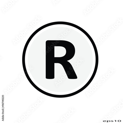 Registered trademark logo icon. Copyright mark symbol icon