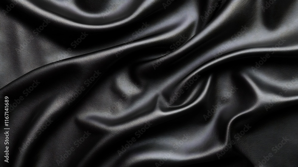 Fototapeta premium Smooth Black Textured Leather Backdrop with Ample Space for Bold Text