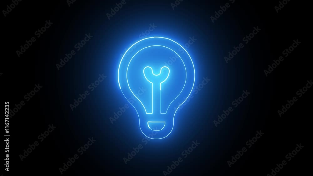  lamp bulb looped animation, flashing beams of light.