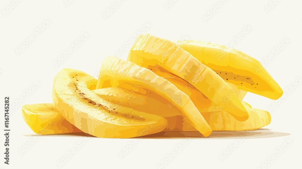 Fresh Banana Slices Vector Illustration on White Background Fresh Banana Slices Vector Illustration on White Background
