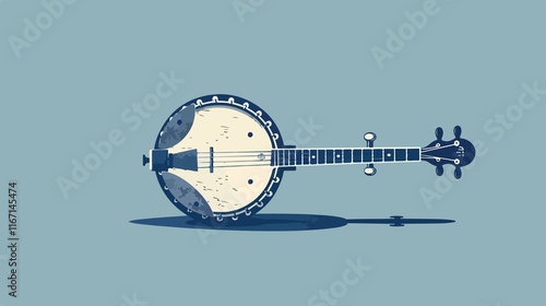 Banjo Musical Instrument Line Art Icon for Music Apps