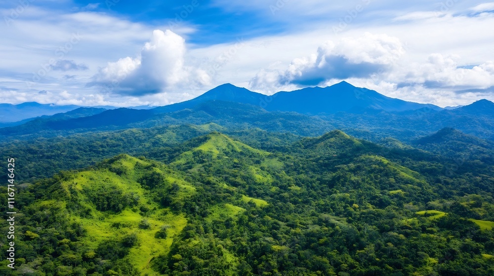Majestic Mountainous Landscape with Lush Greenery and Cloudy Sky Majestic Mountainous Landscape with Lush Greenery and Cloudy Sky