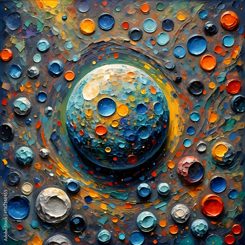 Moon oil painting wall art photo