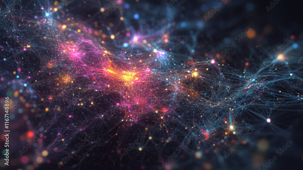 Obraz premium AI-driven network optimization system for managing resource distribution and improving operational efficiency across complex multi-layer networks.