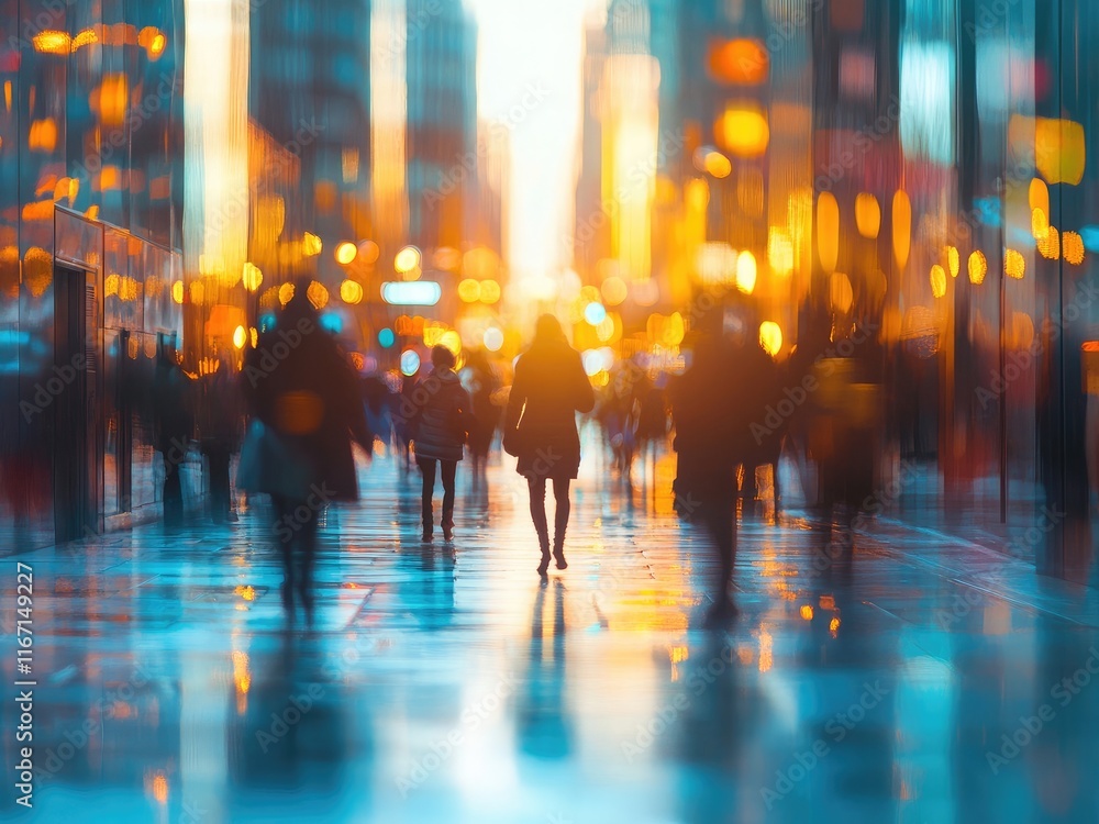 Blurred shot of people in a busy city, capturing the dynamic energy, movement, and vibrant atmosphere of urban life and bustling streets. Blurred shot of people in a busy city, capturing the dynamic energy, movement, and vibrant atmosphere of urban life and bustling streets.