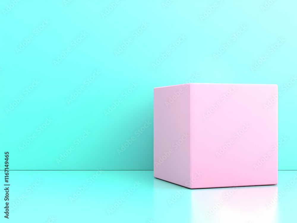 Pink Cube on Teal Background 3D Illustration Pink Cube on Teal Background 3D Illustration