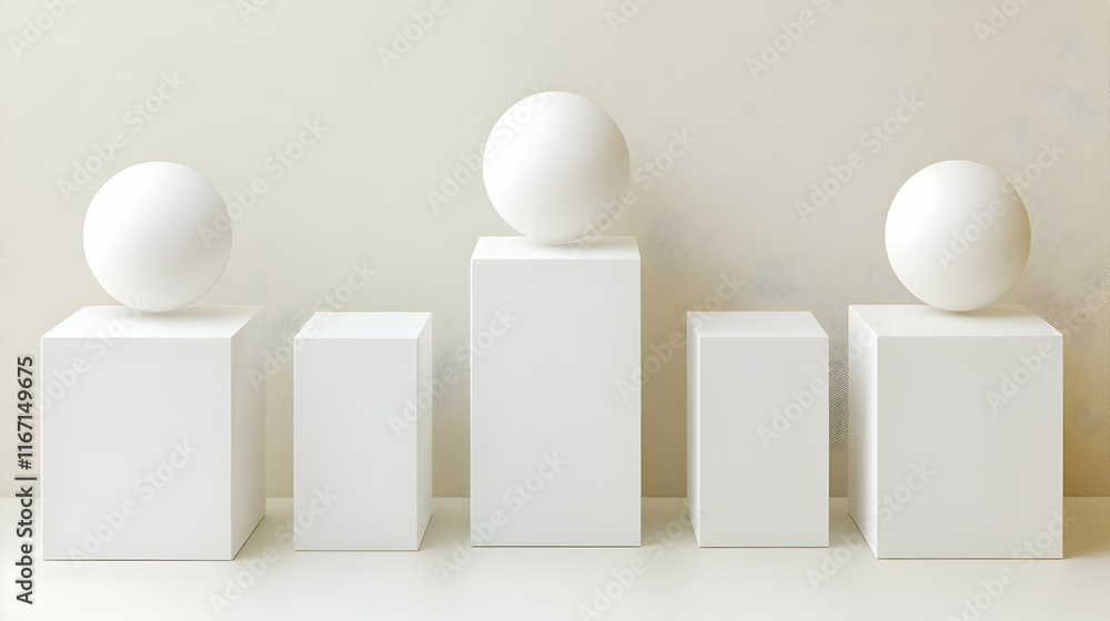 White Cubes and Spheres 3D Render White Cubes and Spheres 3D Render