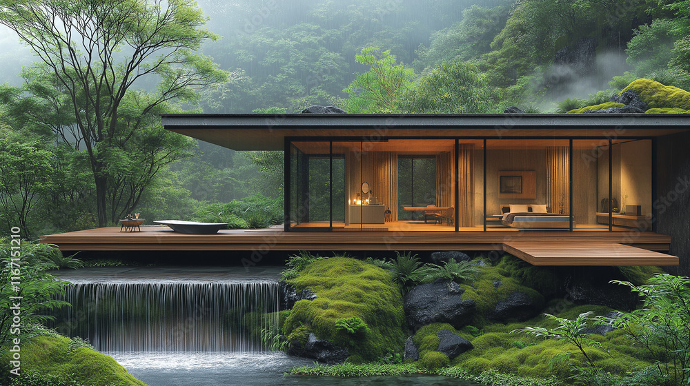 Fototapeta premium 自然の中にある宿泊施設