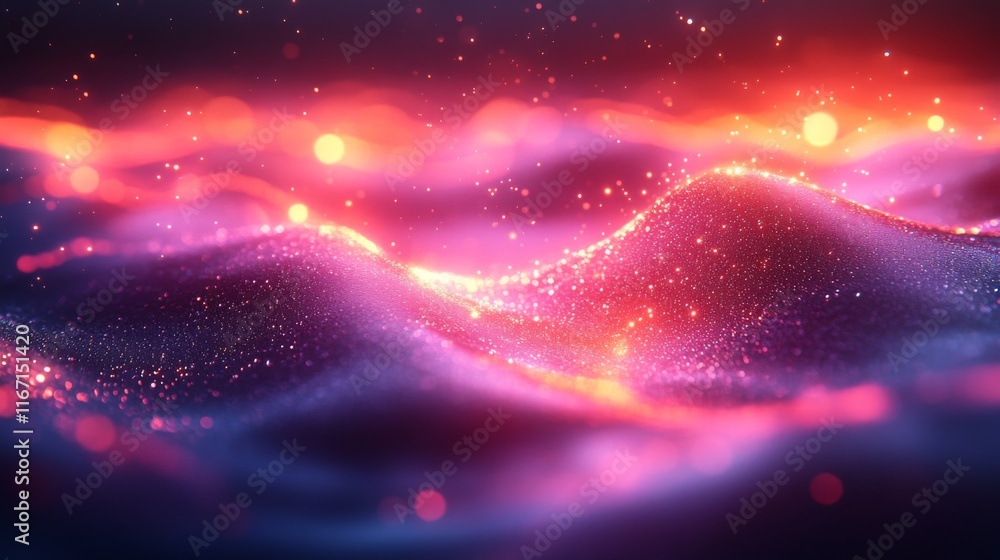 Fototapeta premium Abstract Glittering Pink and Purple Cosmic Landscape