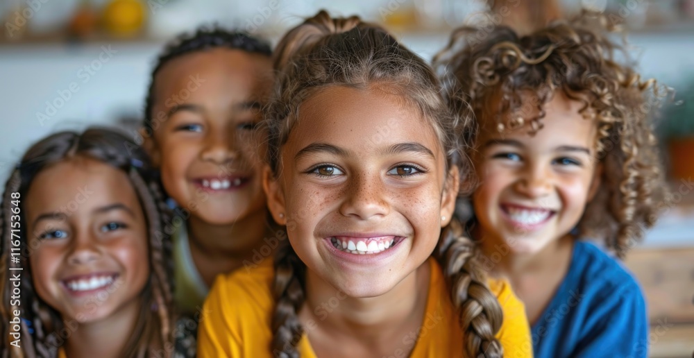 Obraz premium Smiling children in group portrait