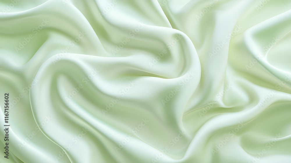 Fototapeta premium Pale Green Silk Fabric Draped Softly Elegant Texture