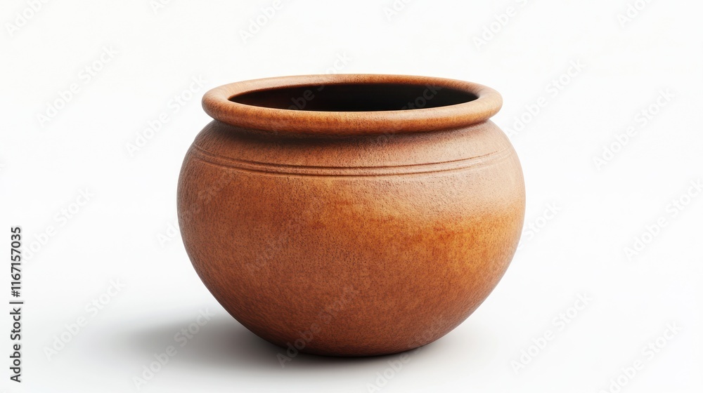 Rustic brown clay pot isolated on white. Rustic brown clay pot isolated on white.
