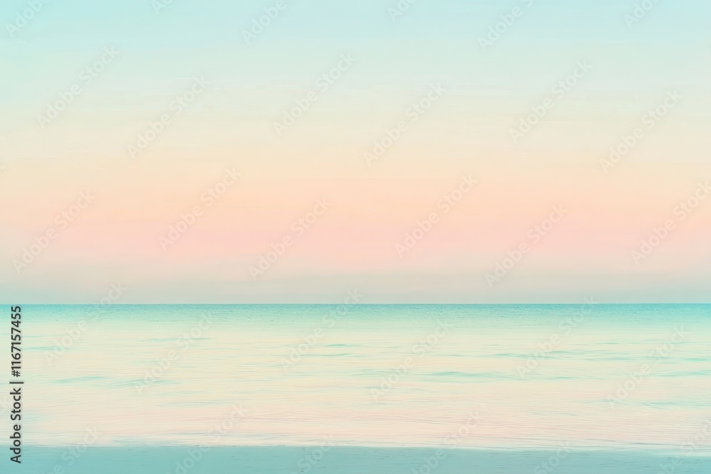 Fototapeta premium Serene waves gently lapping at a tranquil beach under a pastel sky during dawn’s early light. Generative AI